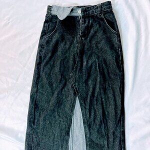 J.ing Black Jean Midi Skirt w/Front Slit Size S/M